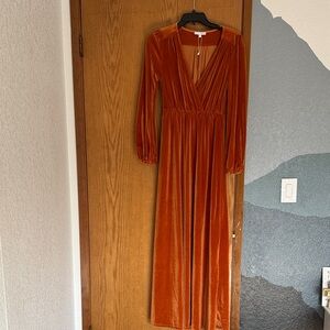 Baltic Born Rust Velvet Long Sleeve Dress